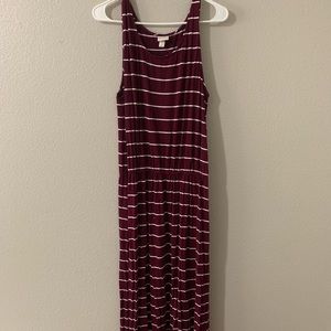 Red and white striped dress